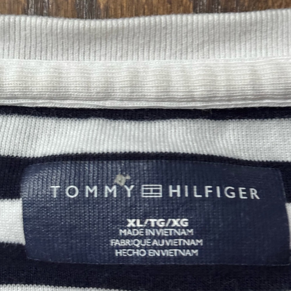 Tommy Hilfiger Navy and White Striped Tee
